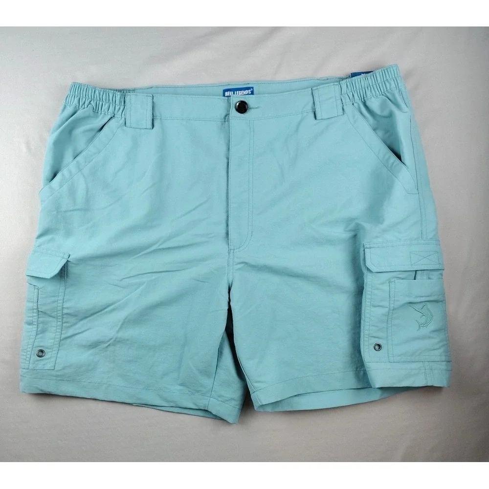 Reel Legends Bonefish Performance Cargo Shorts Mens XXL Lt Teal 7.5